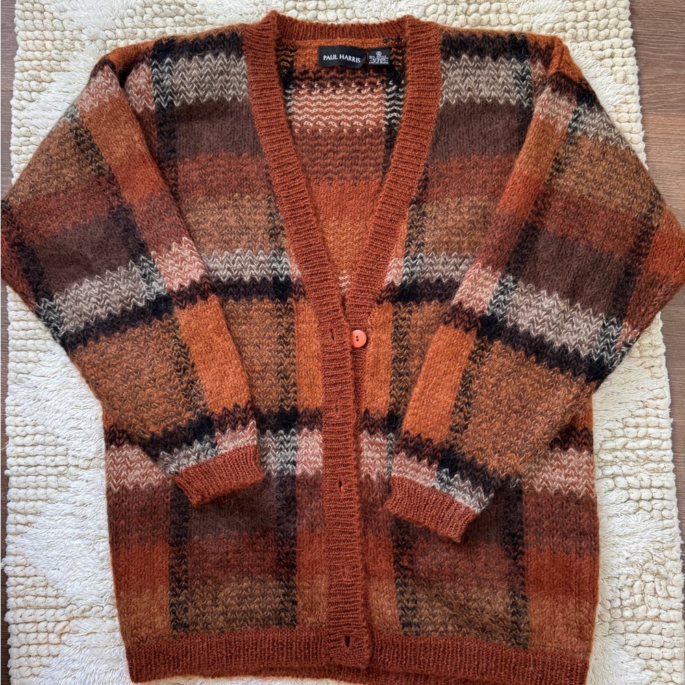 Women's Plaid Sweater - Brown and Tan